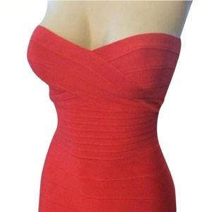 Hervé Leger red Cayenne Denise cocktail dress